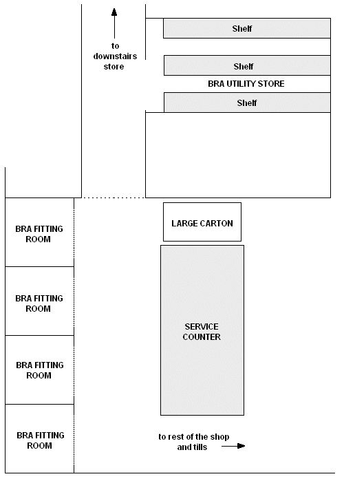 present layout of a typical bra-fitting area